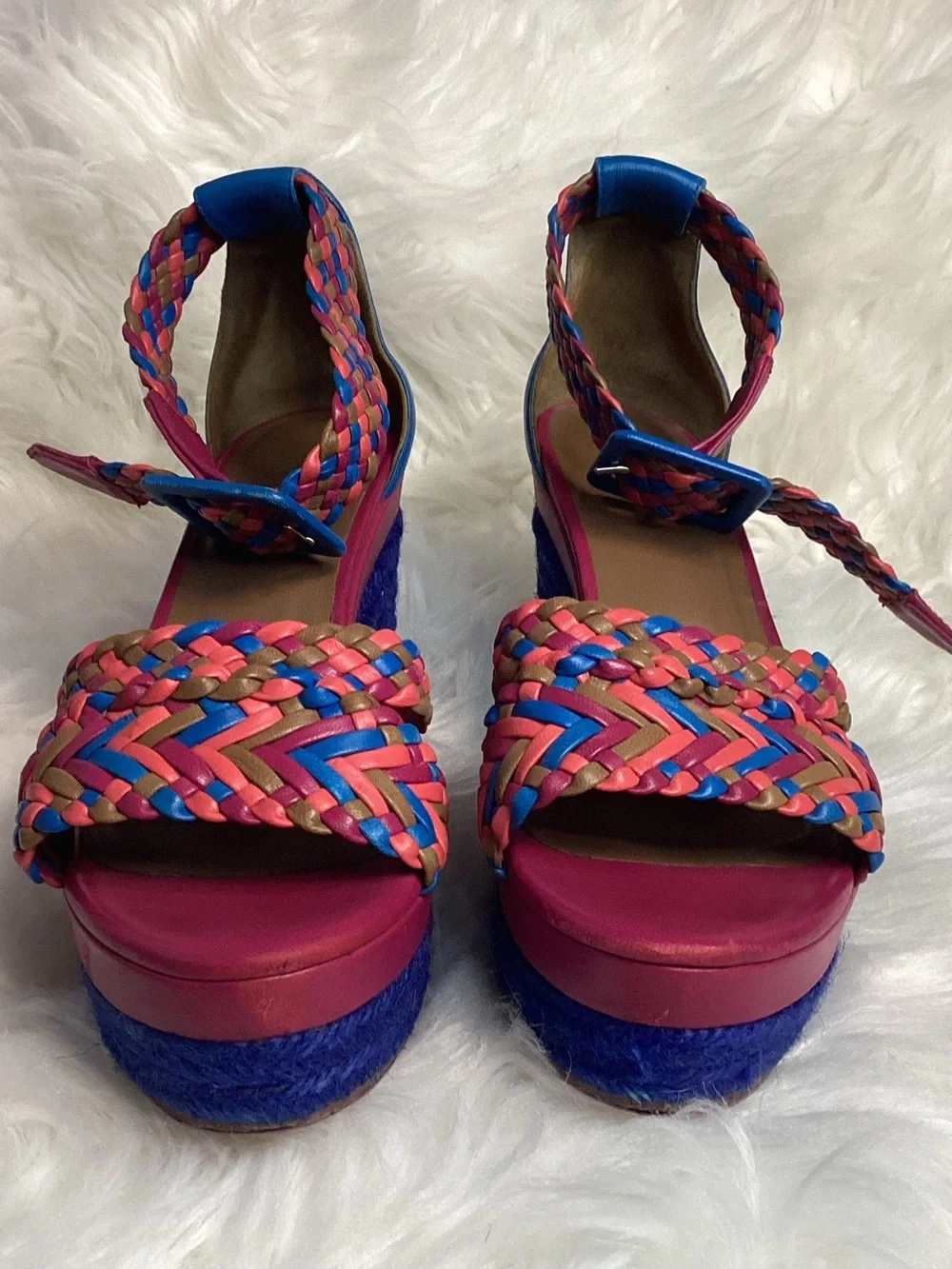 Hermès HERMES SOFIA SHOES BRAIDED LEATHER SANDALS ESPADRILLES PLATFORM SHOES